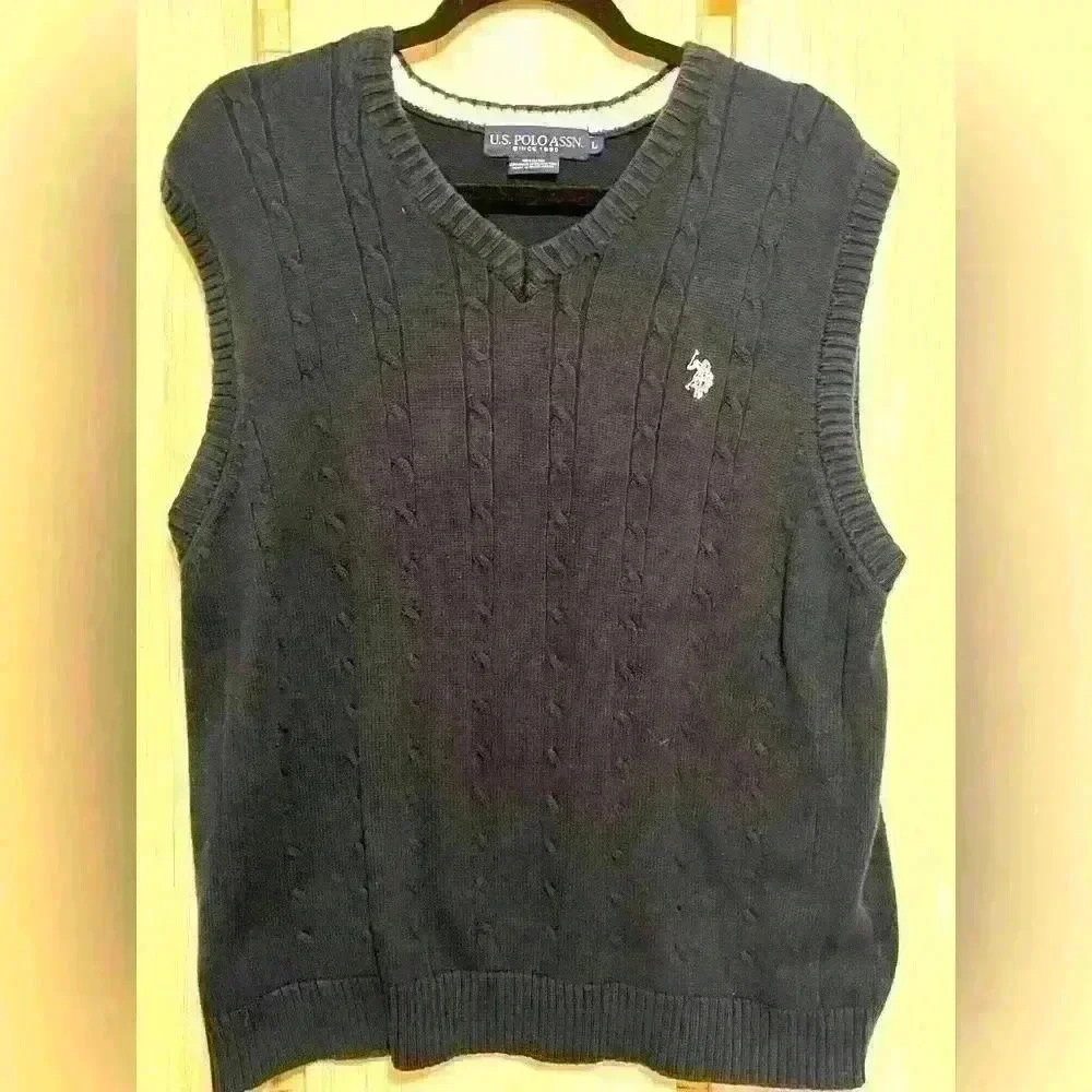 Men's U.S Polo Assn Charcoal‎ Sweater Vest - Size L